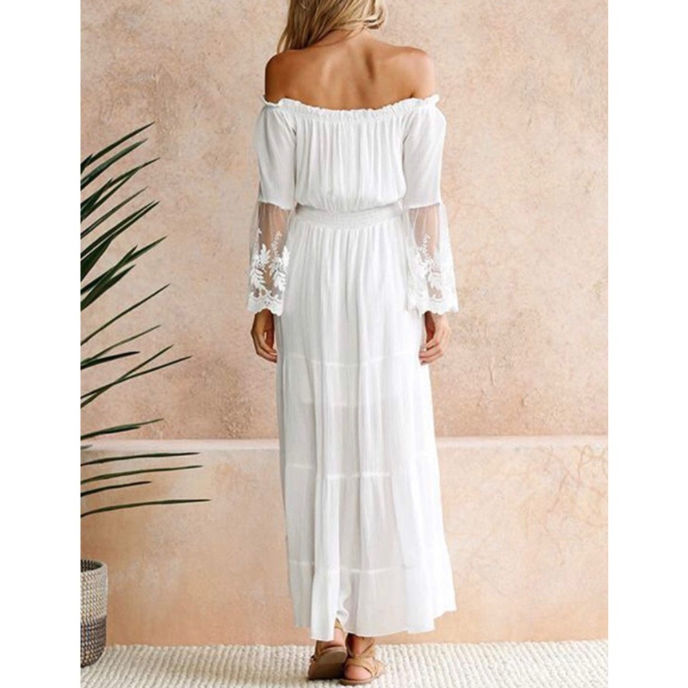 ✦NWT Boho Lace White Embroidered Maxi Dress✦ - Picture 5 of 8